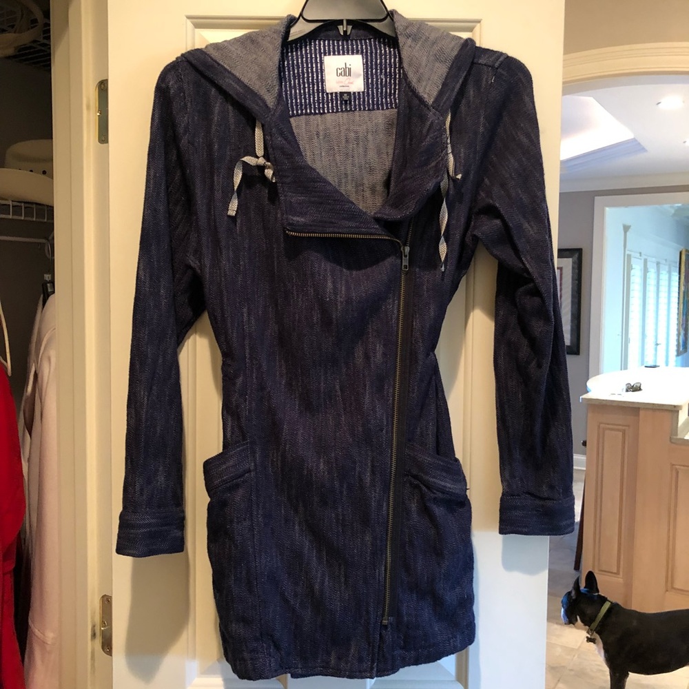 CAbi hooded zip up sweatshirt. Navy blue. Size M